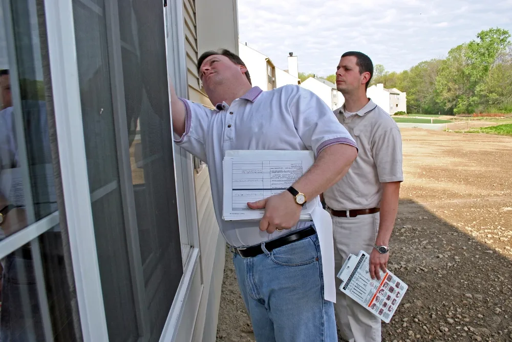 Two building inspector checking the condition of the building