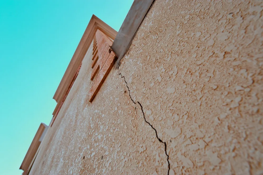 Visible wall cracks of the building